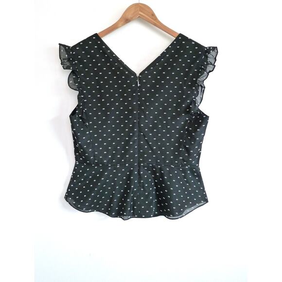 REBECCA TAYLOR Birdseye Dot Cap Sleeve Twist Top Organdy Shopbop 14 L NWT $275 - Picture 8 of 11